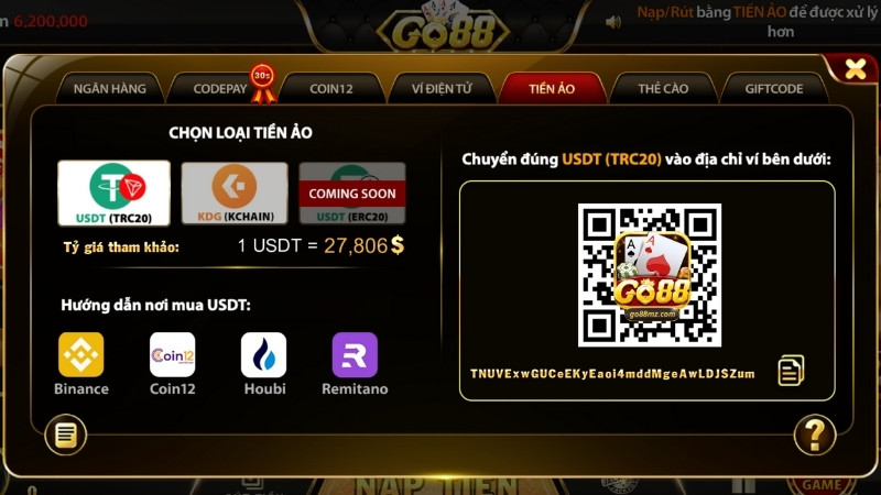 Nạp tiền Go88 - Lưu ý khi lên vốn tài khoản