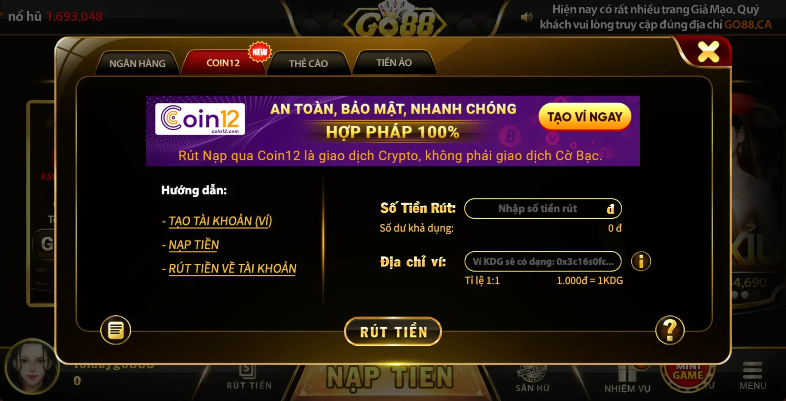 Hướng dẫn chi tiết cách rút tiền Go88 về ví